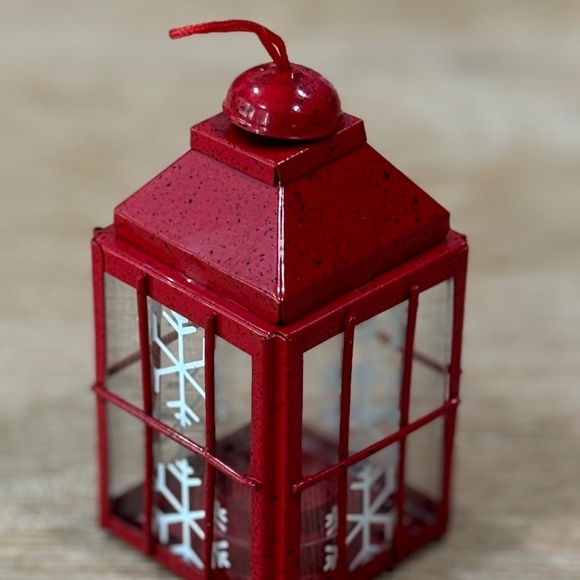 Vintage 90s Hallmark Red Snow Lantern Christmas Ornament - Picture 2 of 4